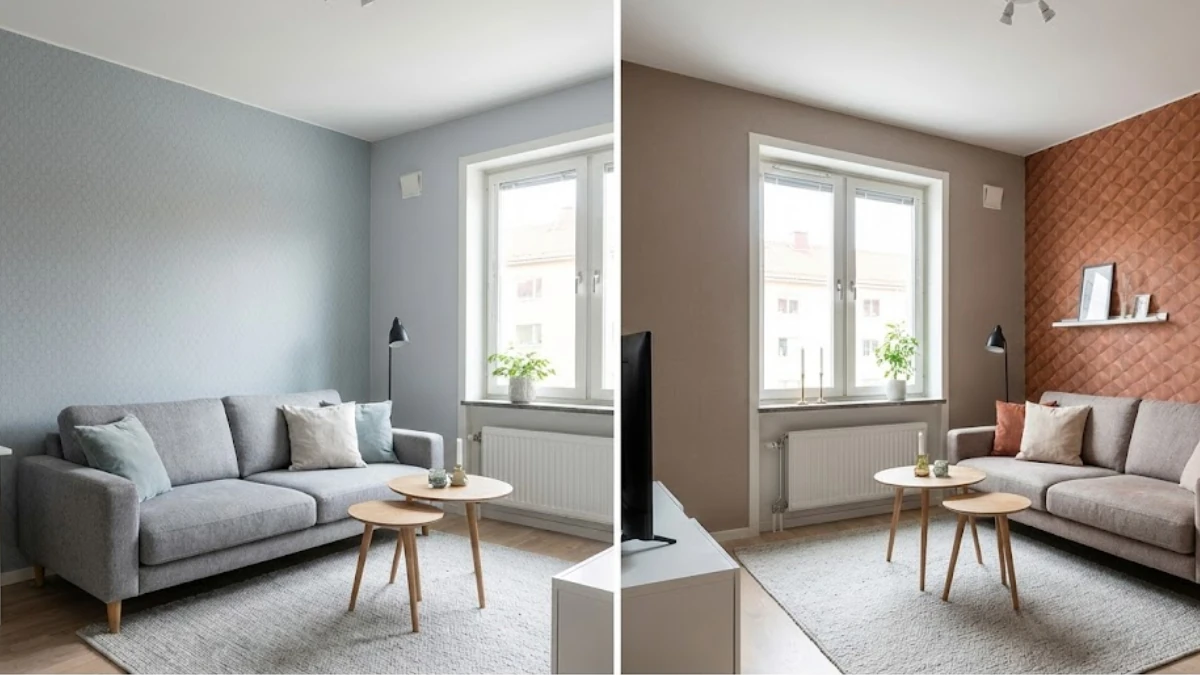 Compact Living wallpaer design for wall
