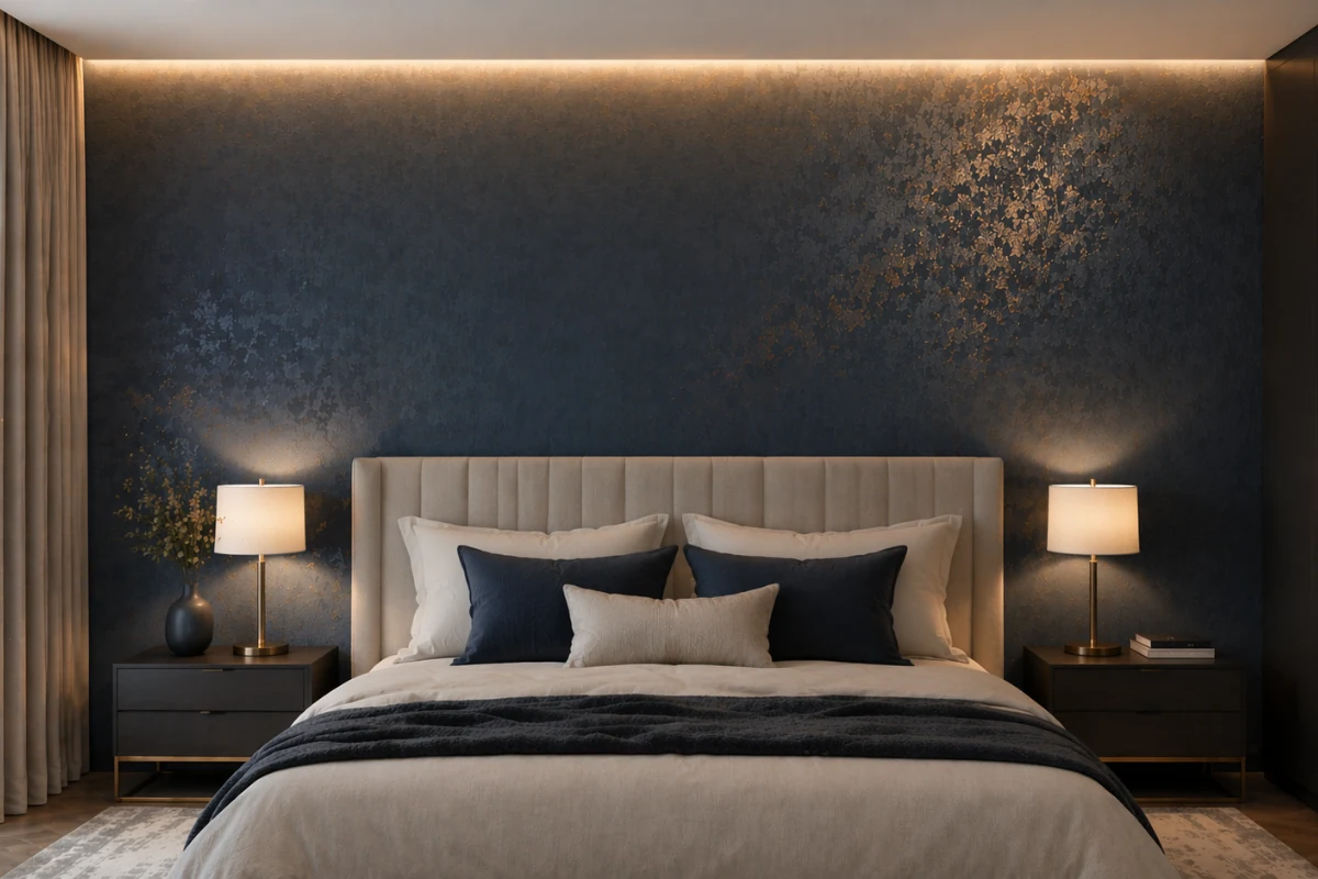 Metallic and Foil Accents wallpaer design for bedrooom