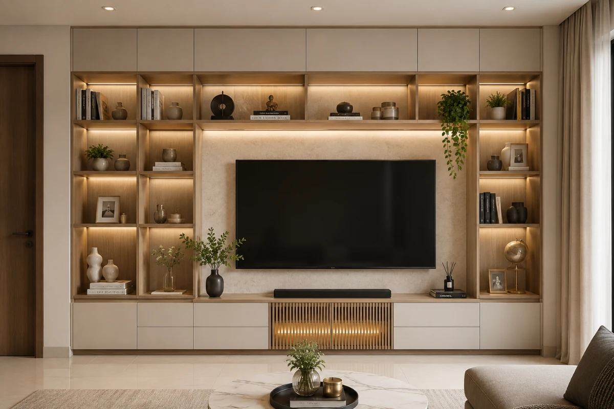 Custom Built-In Wall Shelving Unit