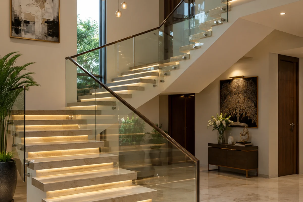 Glass Railing Staircase designs for home