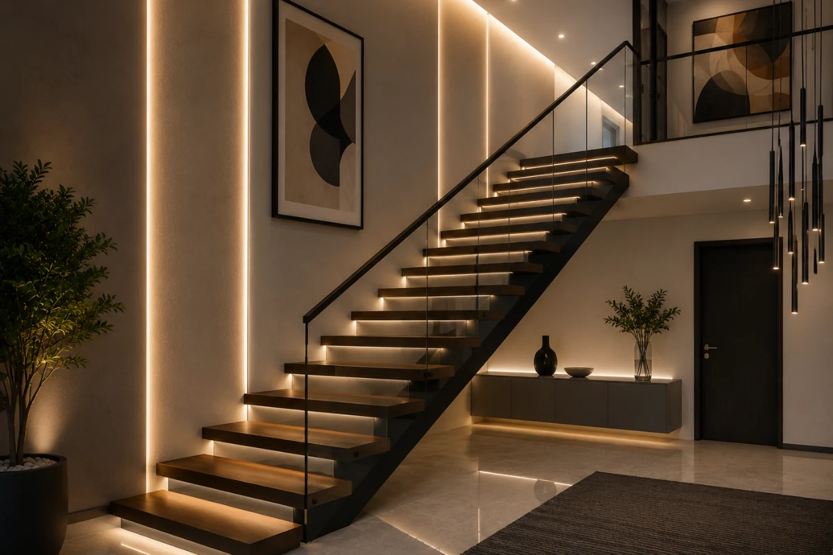Lighting on Staircase Wall