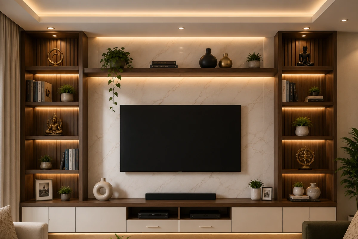 Living Room Centrepiece box wall design