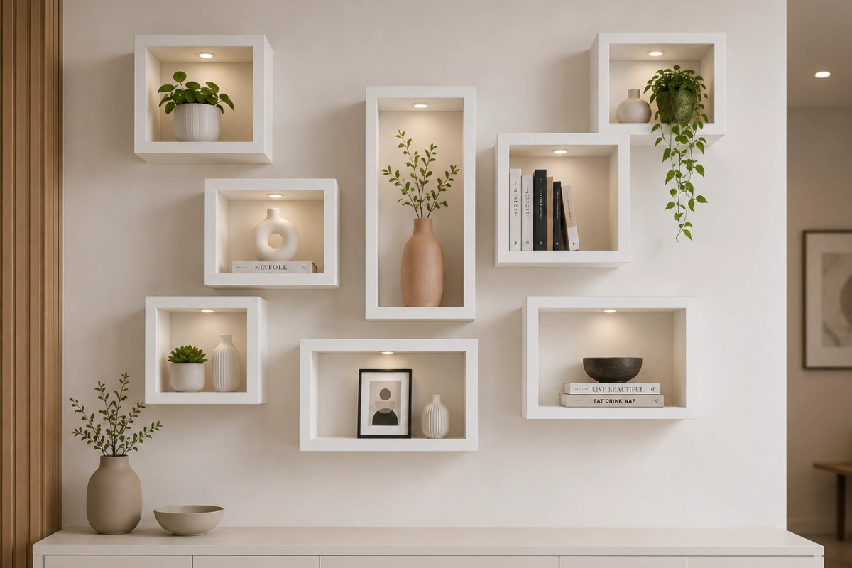 Minimalist White Box Shelf design