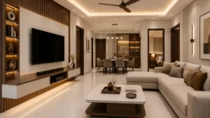 3-BHK-apartment-living-room-interior-design-with-open-dining-area-and-modular-TV-unit-300x169