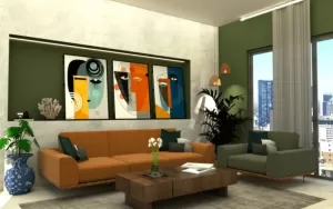 Bohemian-Living-room-interior-design-with-color-Sofa-300x188