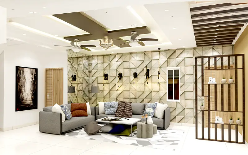 Geomatricall-wall-with-False-Ceiling-design-in-living-room