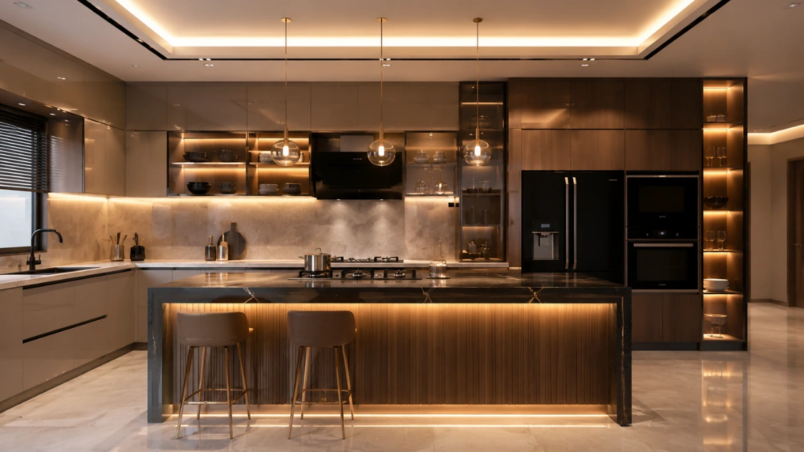 High-end-kitchen-interior-design-featuring-luxury-island-seating-and-concealed-storage