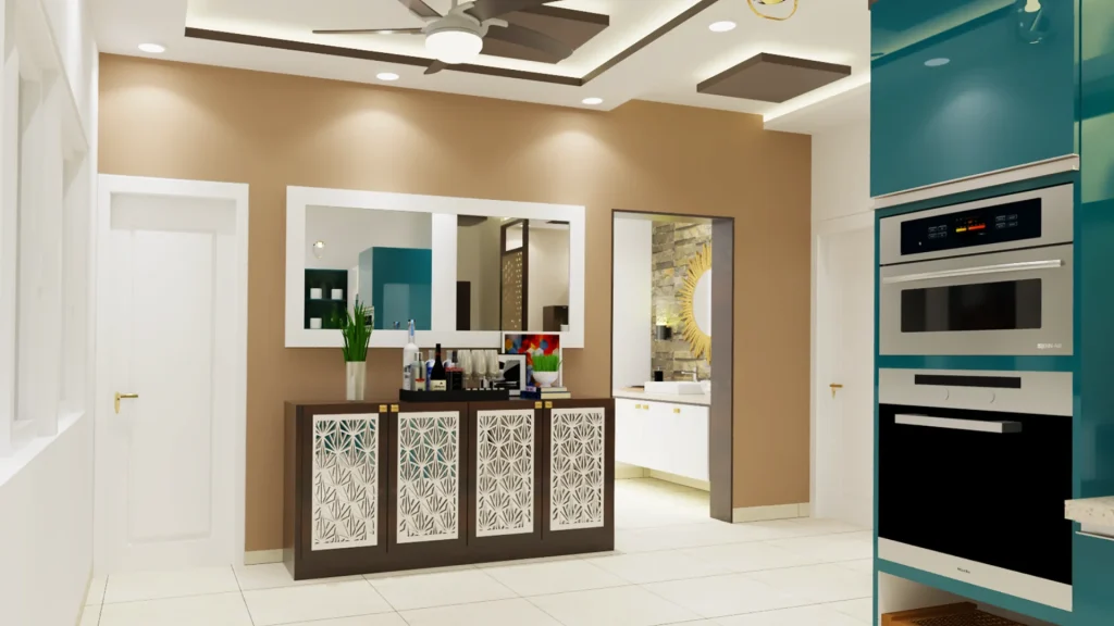 Latest-crockery-unit-designs-with-wall-mounted-cabinets-1