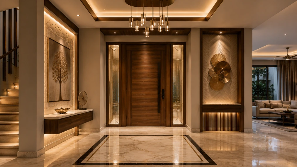 Luxury-villa-entryway-entrance-foyer-design-with-marble-flooring-and-statement-lighting