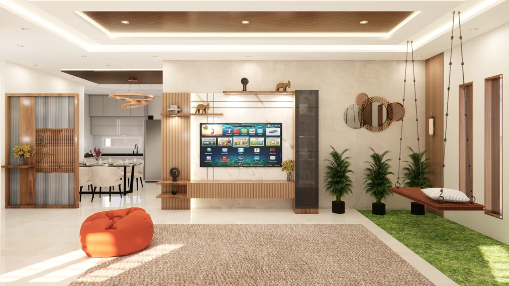 Modern-partition-design-separating-living-and-dining-area-with-wooden-panels