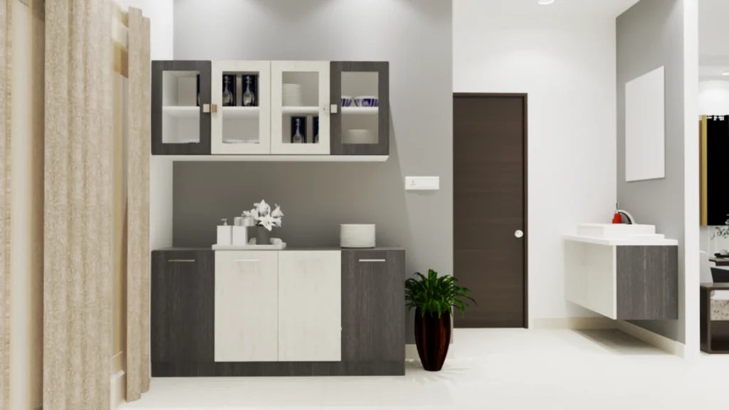 Wooden-crockery-cupboard-design-with-glass-doors-1