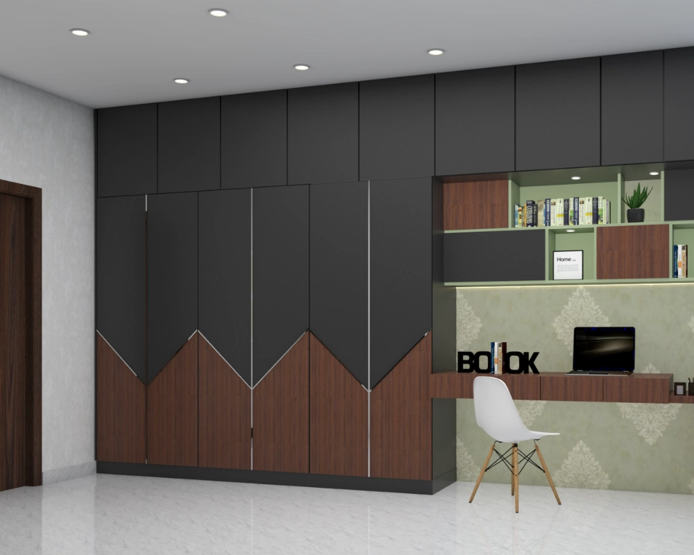 modular-wardrobe-with-study-desk-black-wood-finish